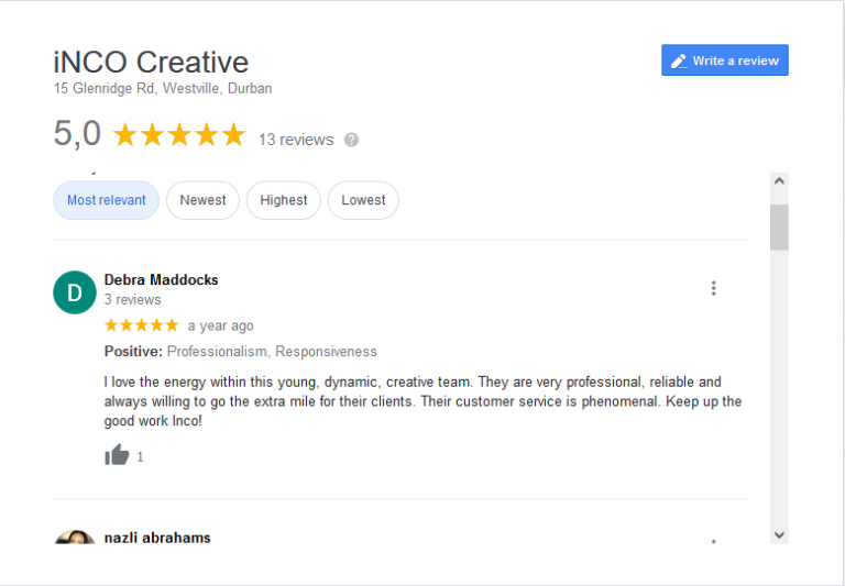 Google Review Inco Inco Creative Google review addition. – iNCO Creative